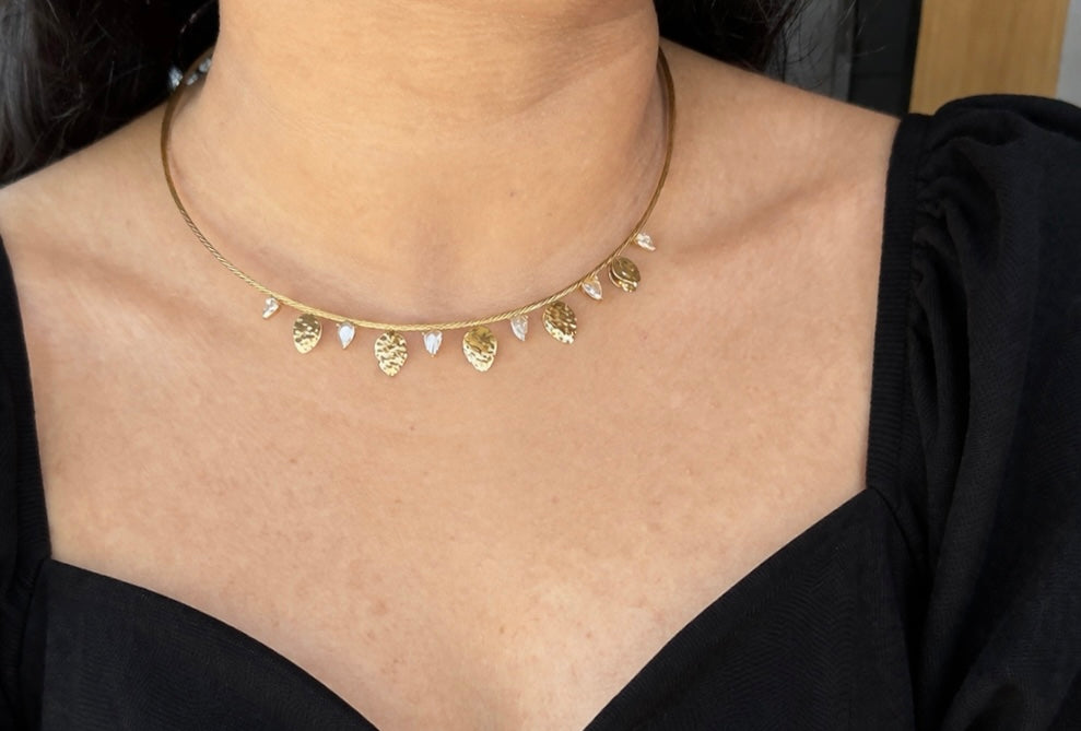 Crystal Teardrop Vine Choker
