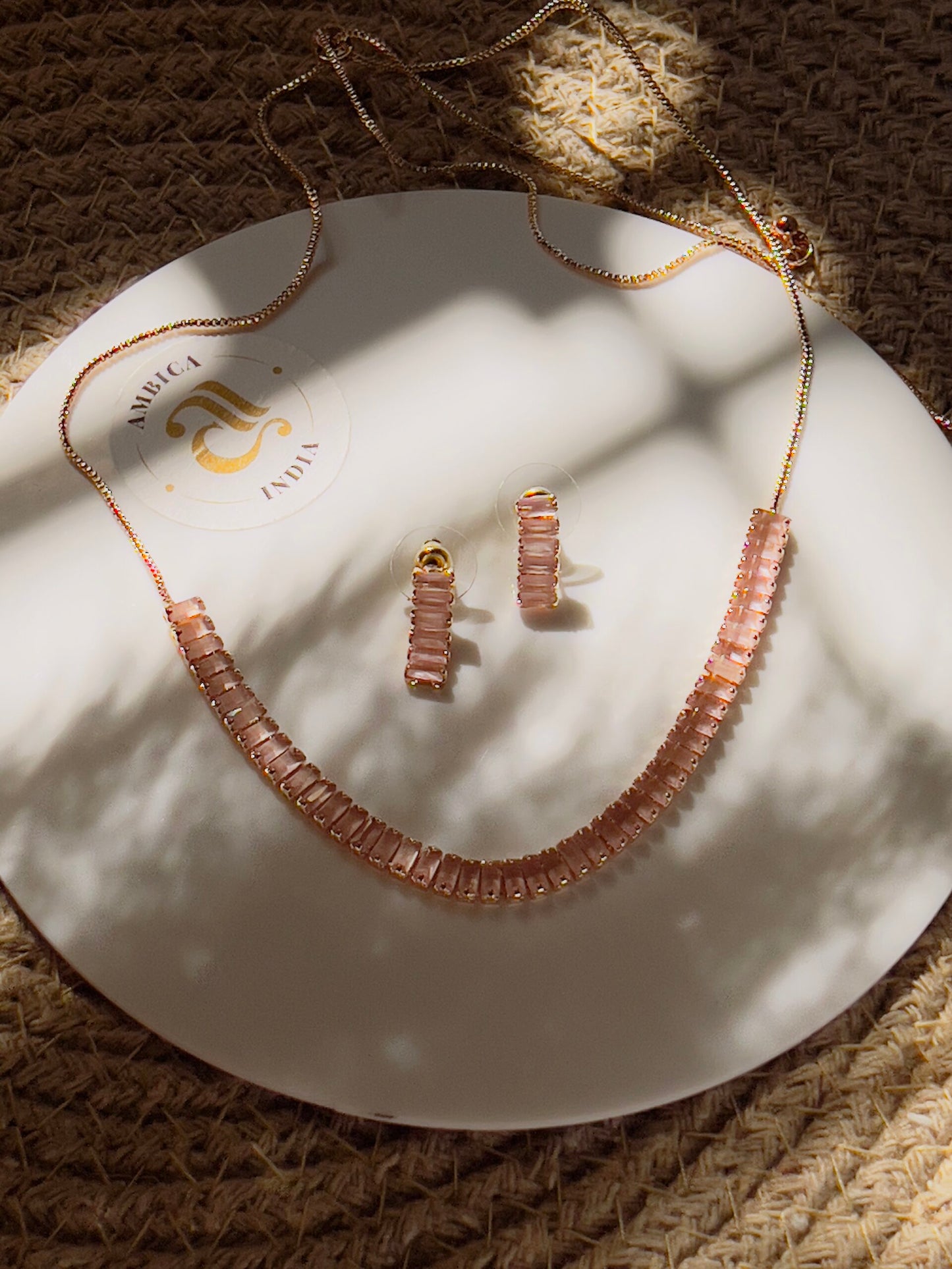 Tennis Pink Choker With Earrings