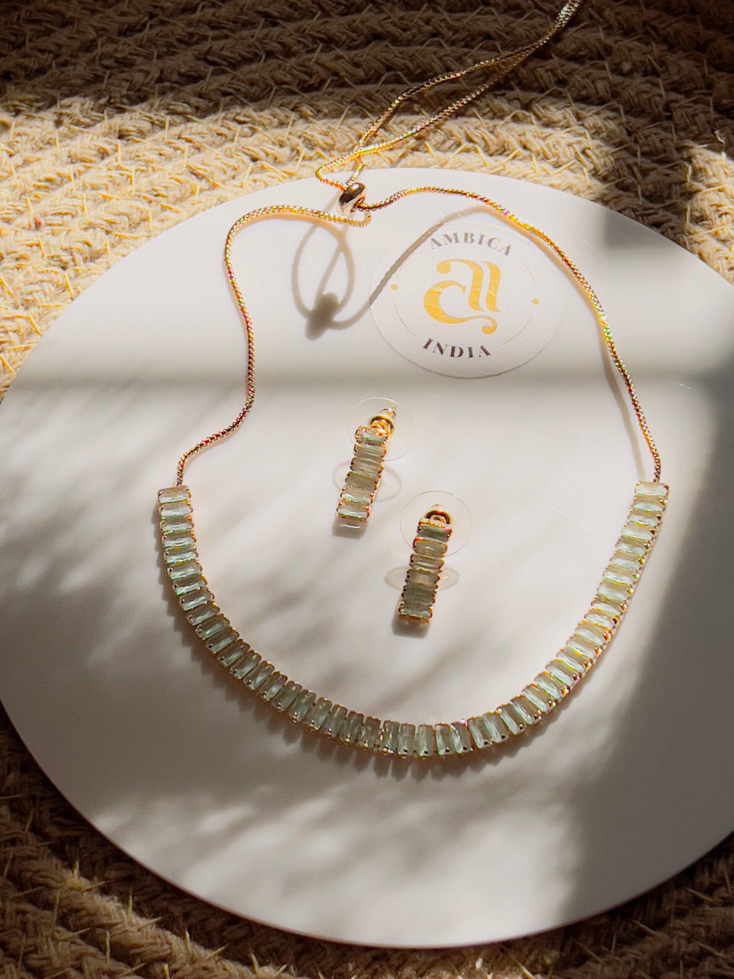 Tennis Light Green Choker With Earrings