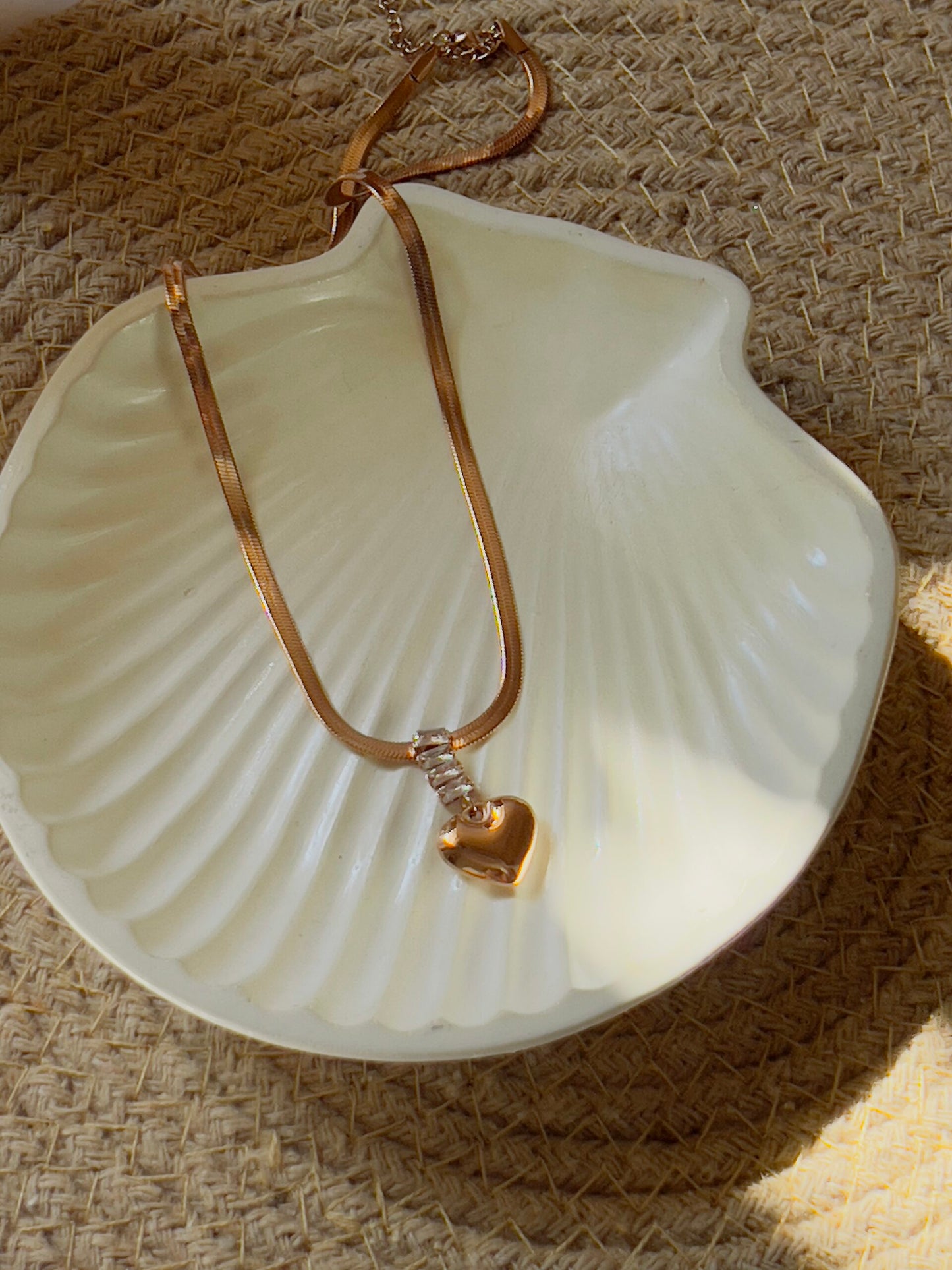 Heart with crystal snake chain necklace 1