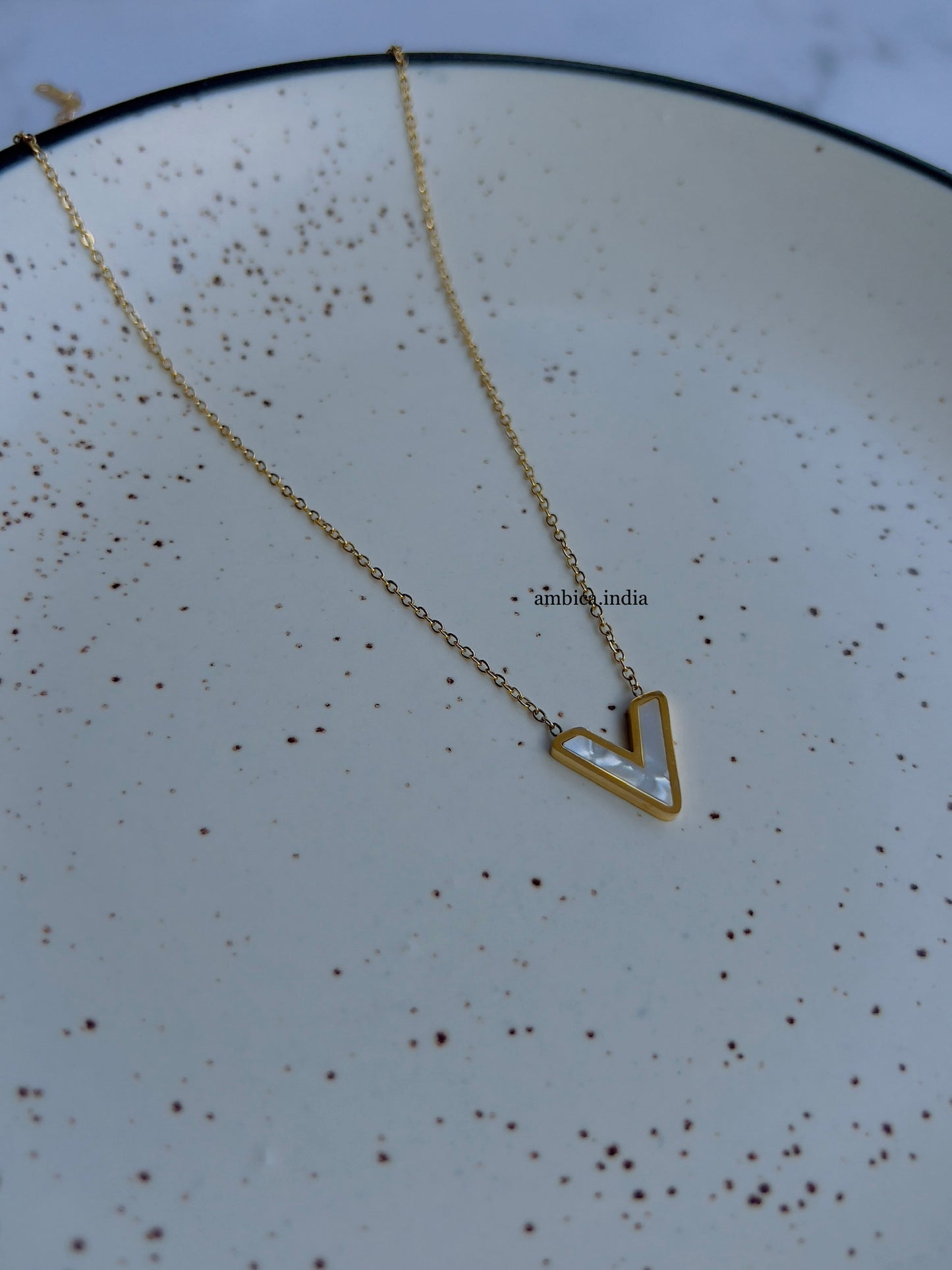 V mother of pearl necklace