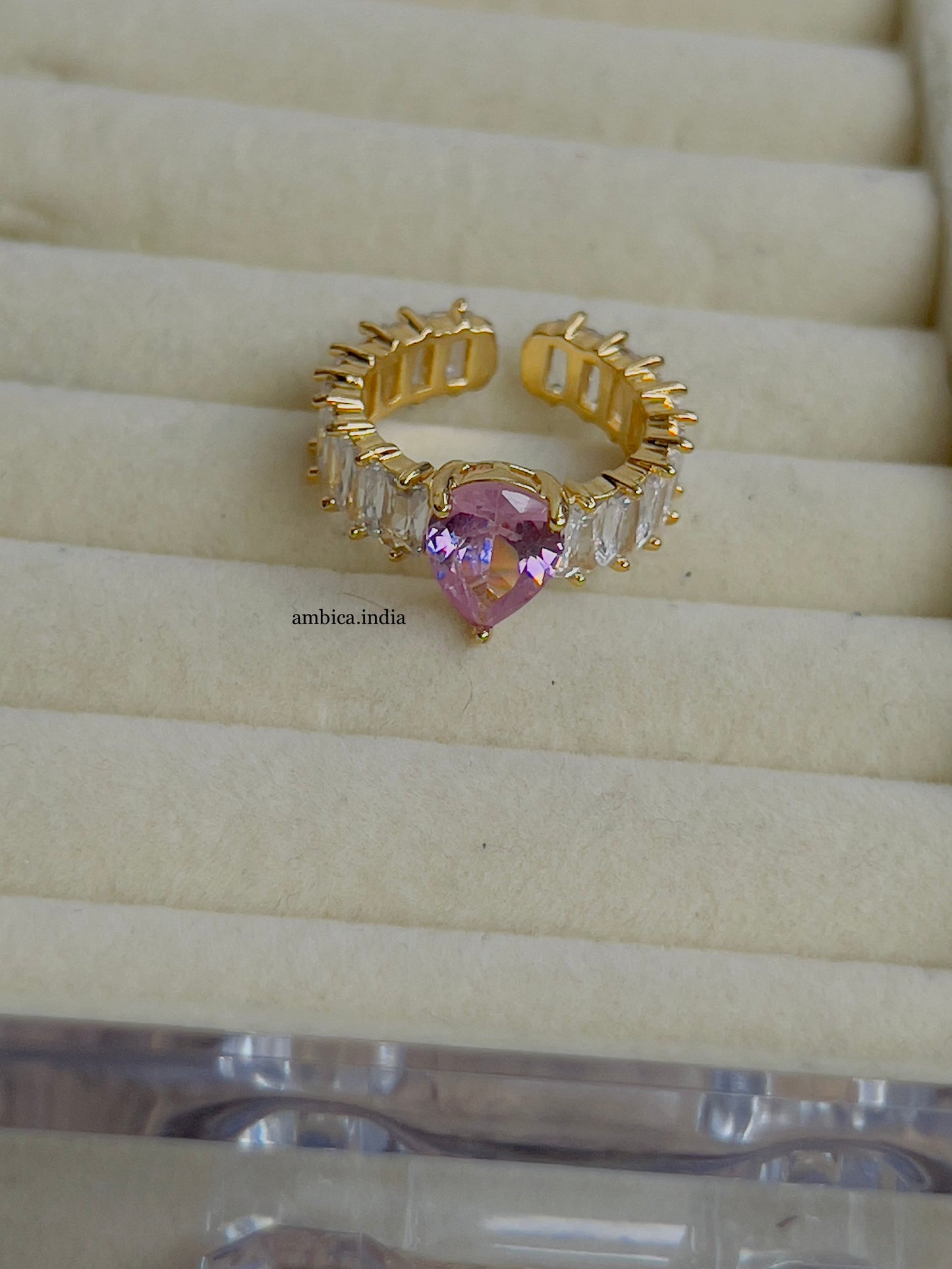 Pink drop adjustable ring