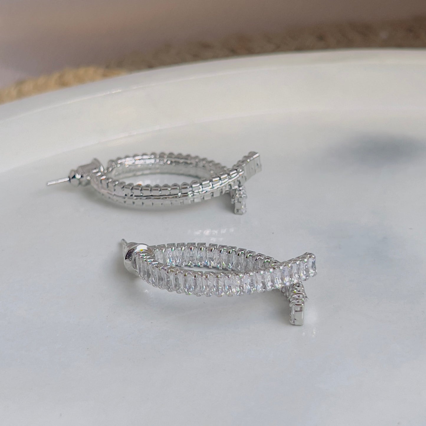 Crystal cross earrings