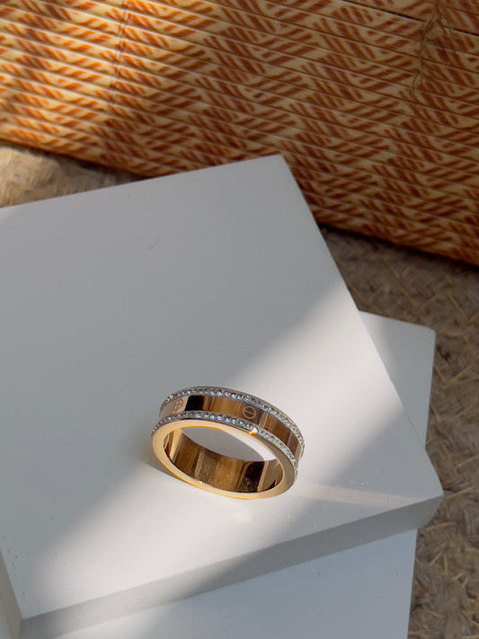 Love studded band ring