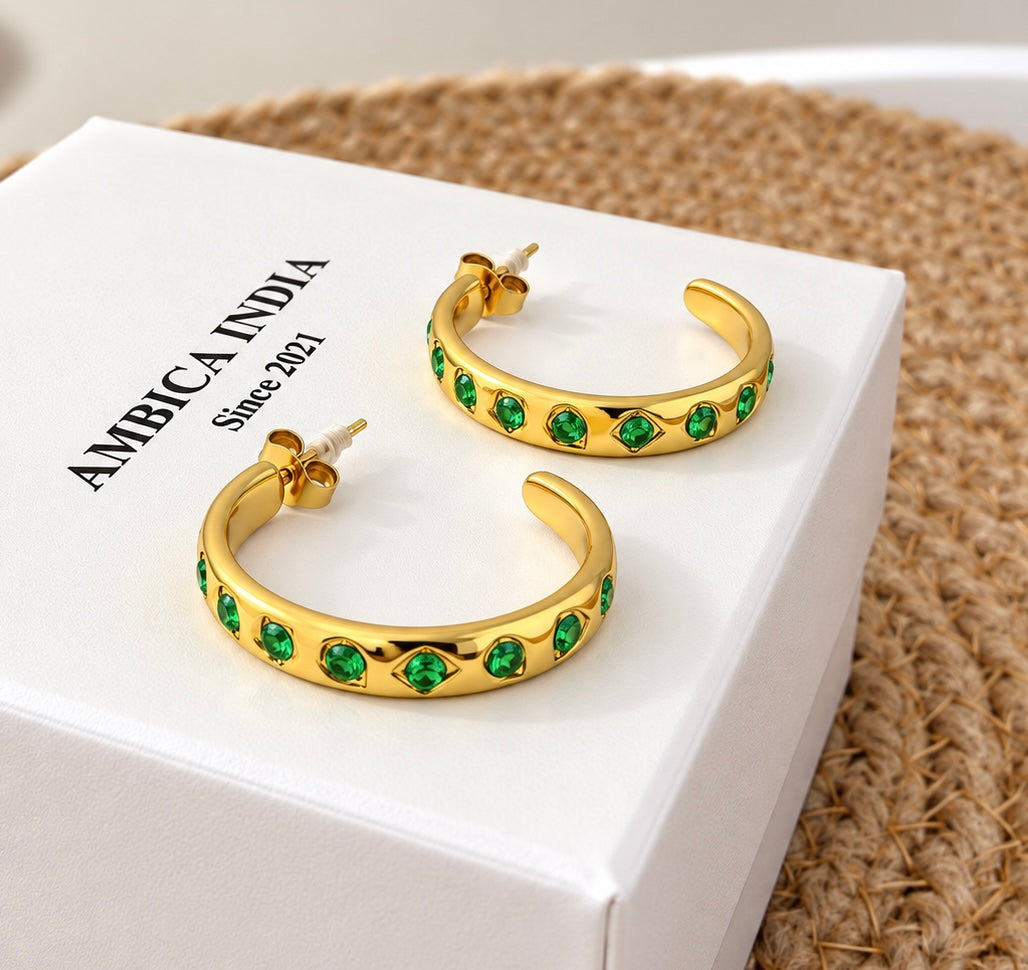 Green crystal hoops