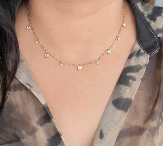 Tiny heart crystal necklace