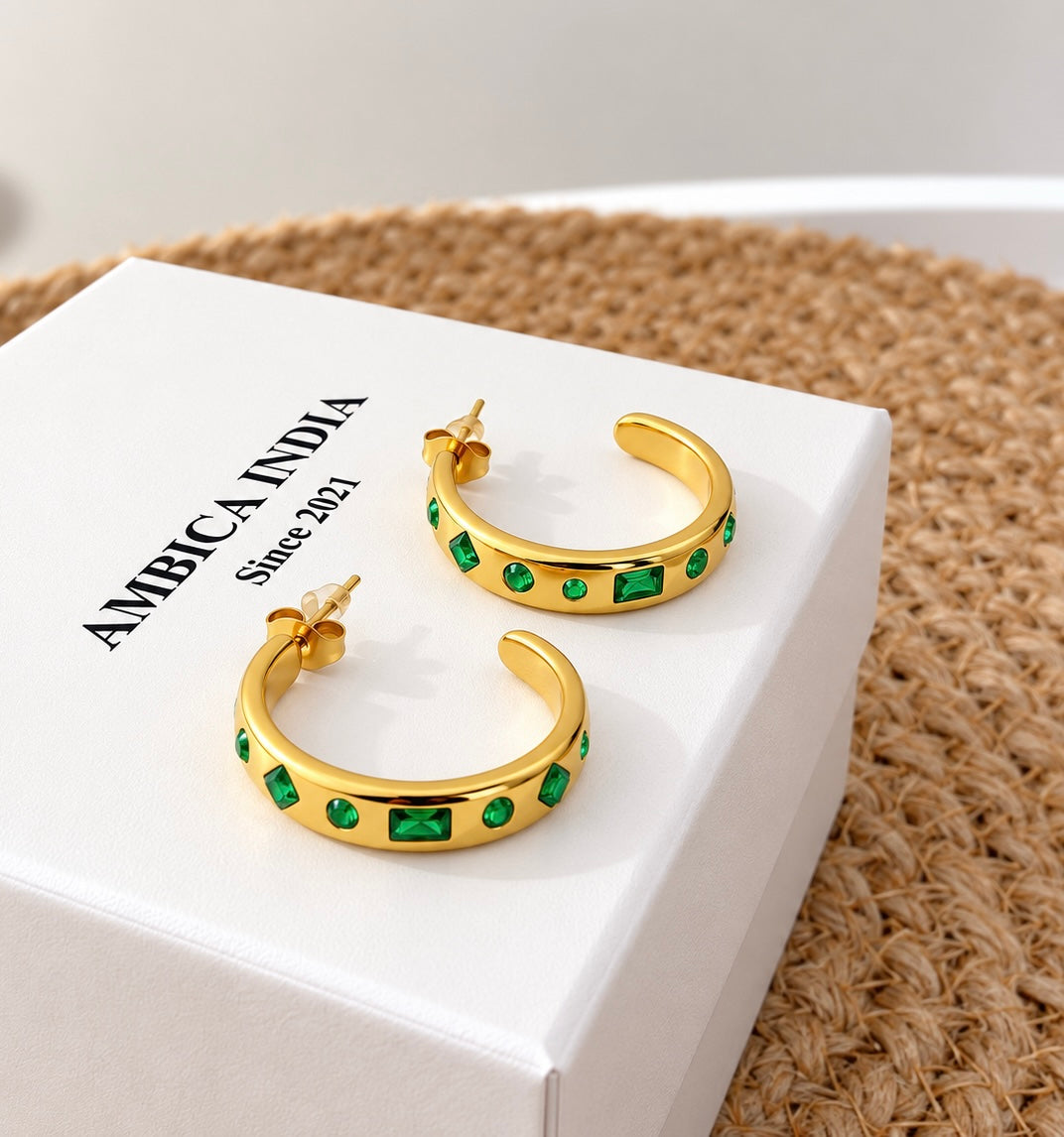 Green crystal hoops