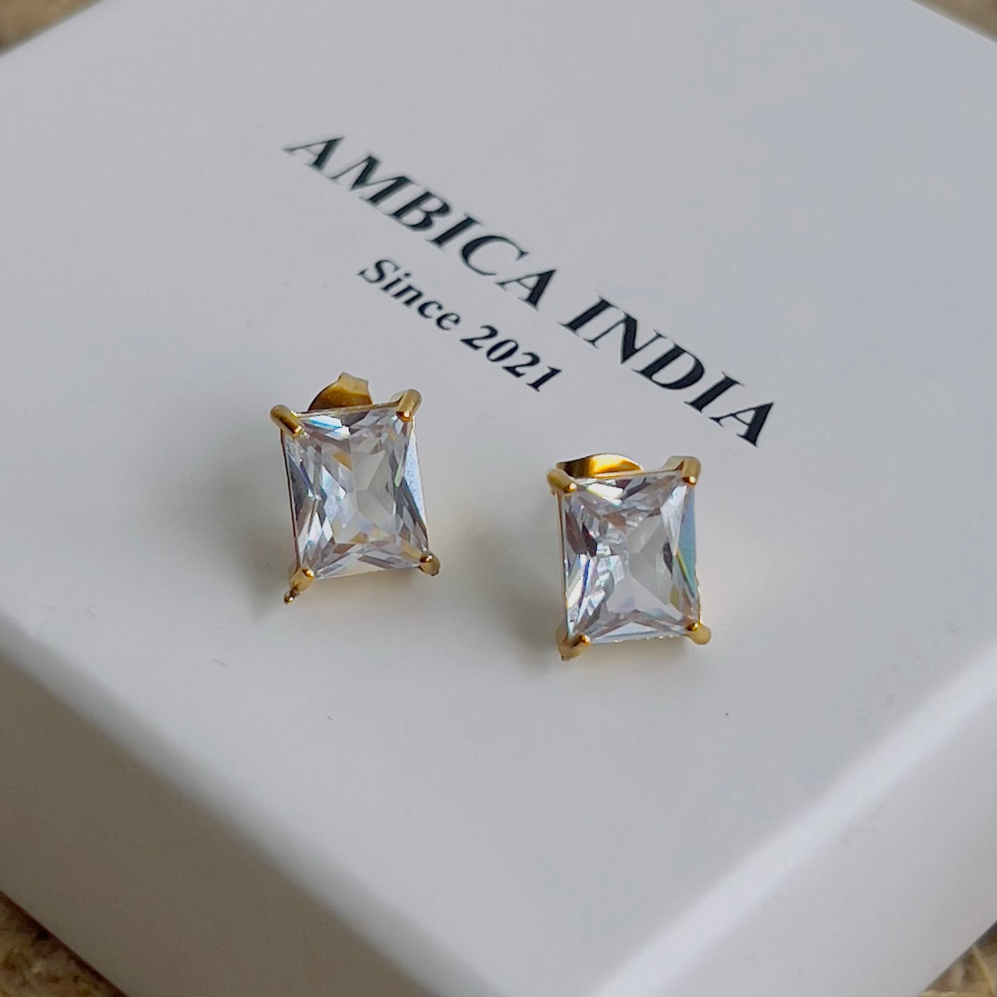 White Crystal stud earrings