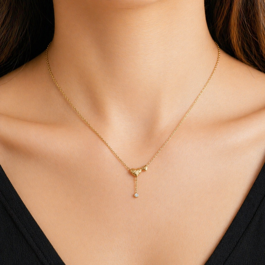 Twin Heart Drop Necklace