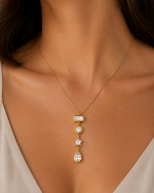 Crystal Star Drop Necklace