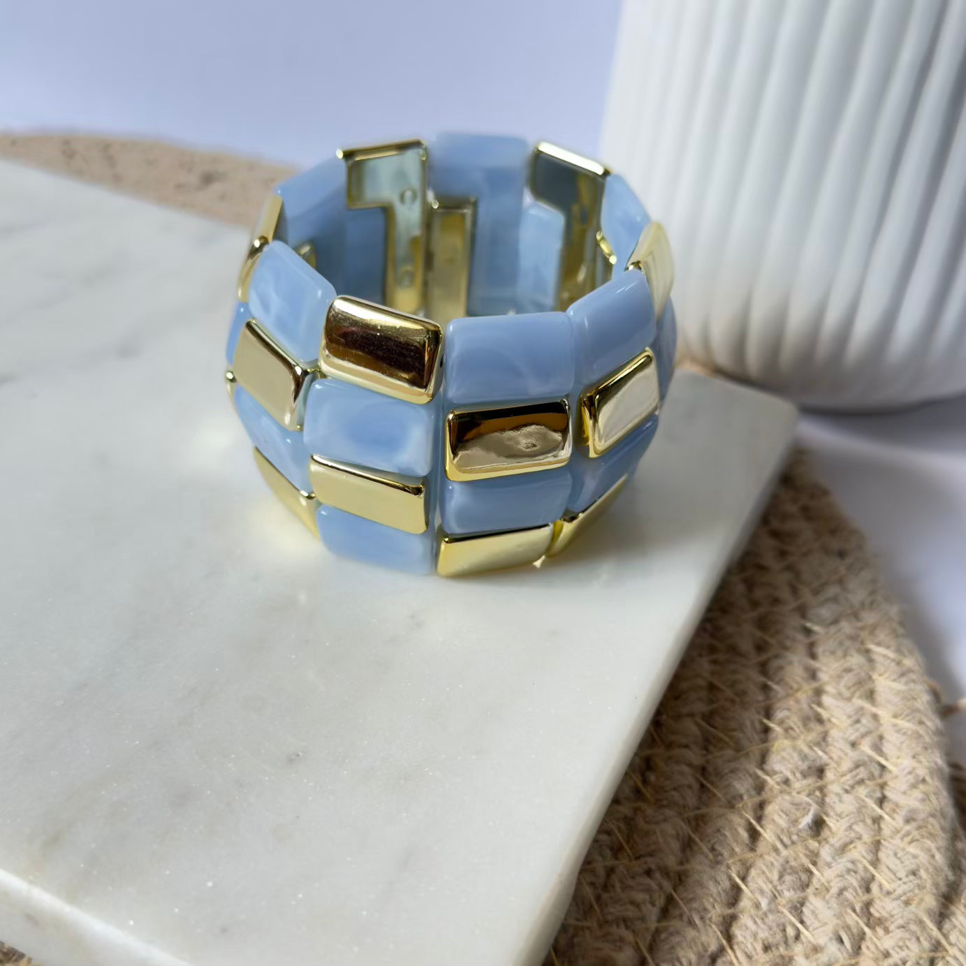 Sky blue Resin Bead Elastic Bracelet