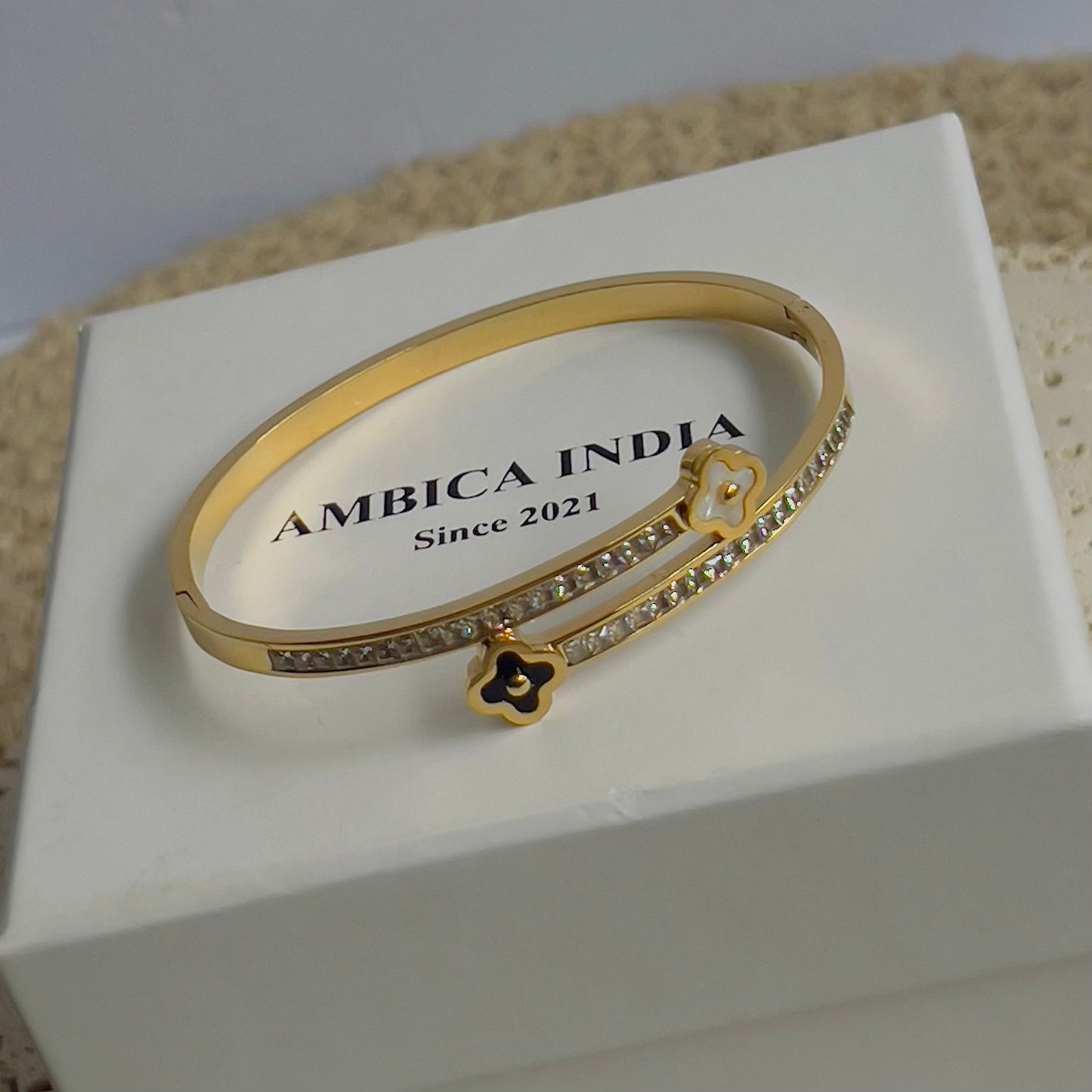 White black clover bracelet