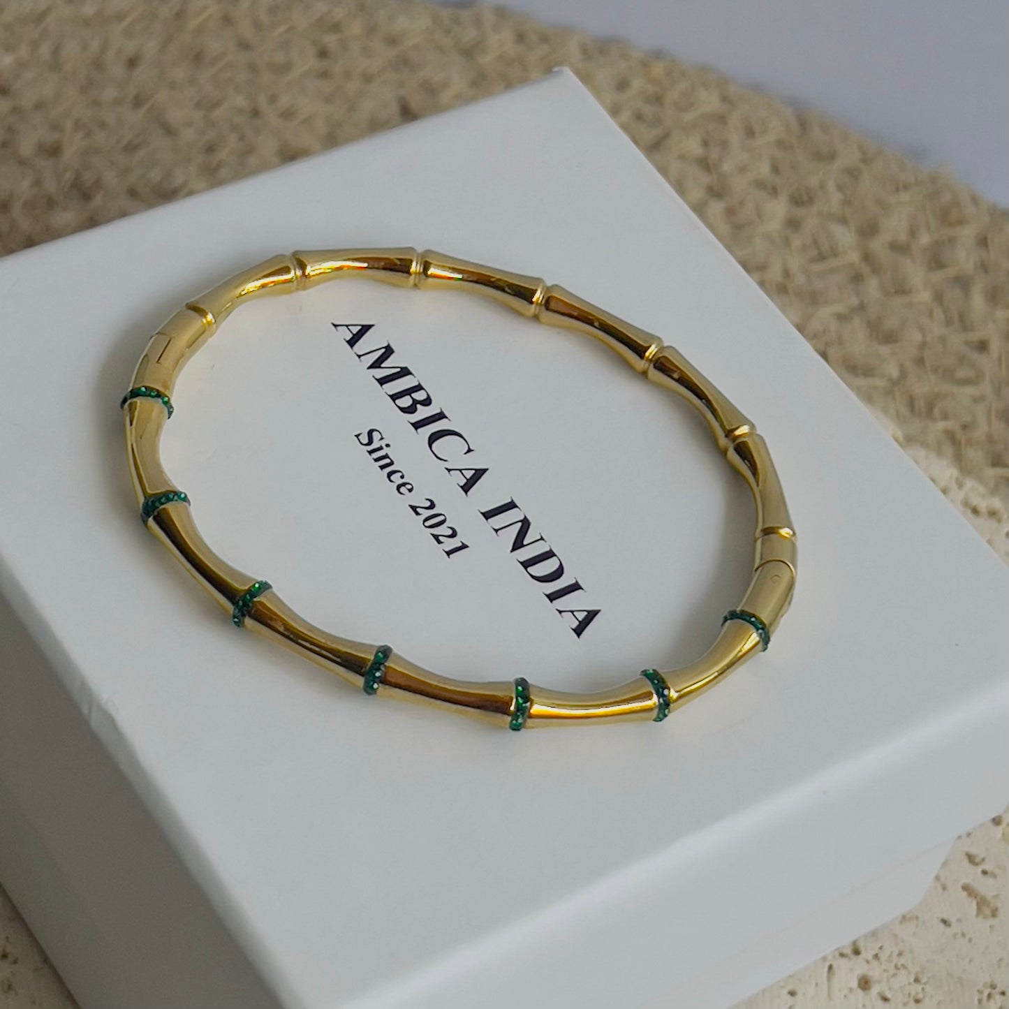 Green crystal bamboo bracelet