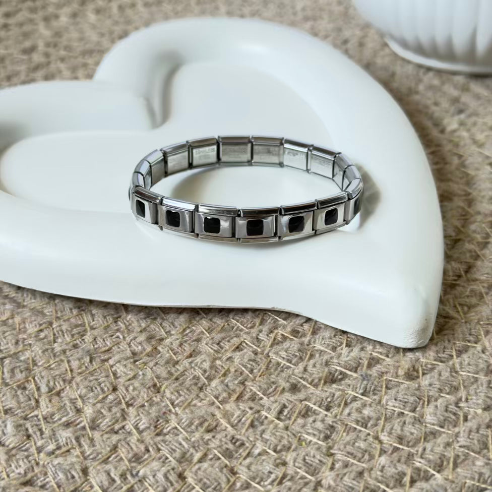 Black square charm bracelet