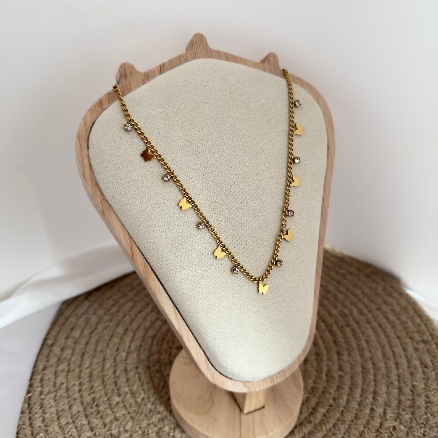 Butterfly with crystal necklace