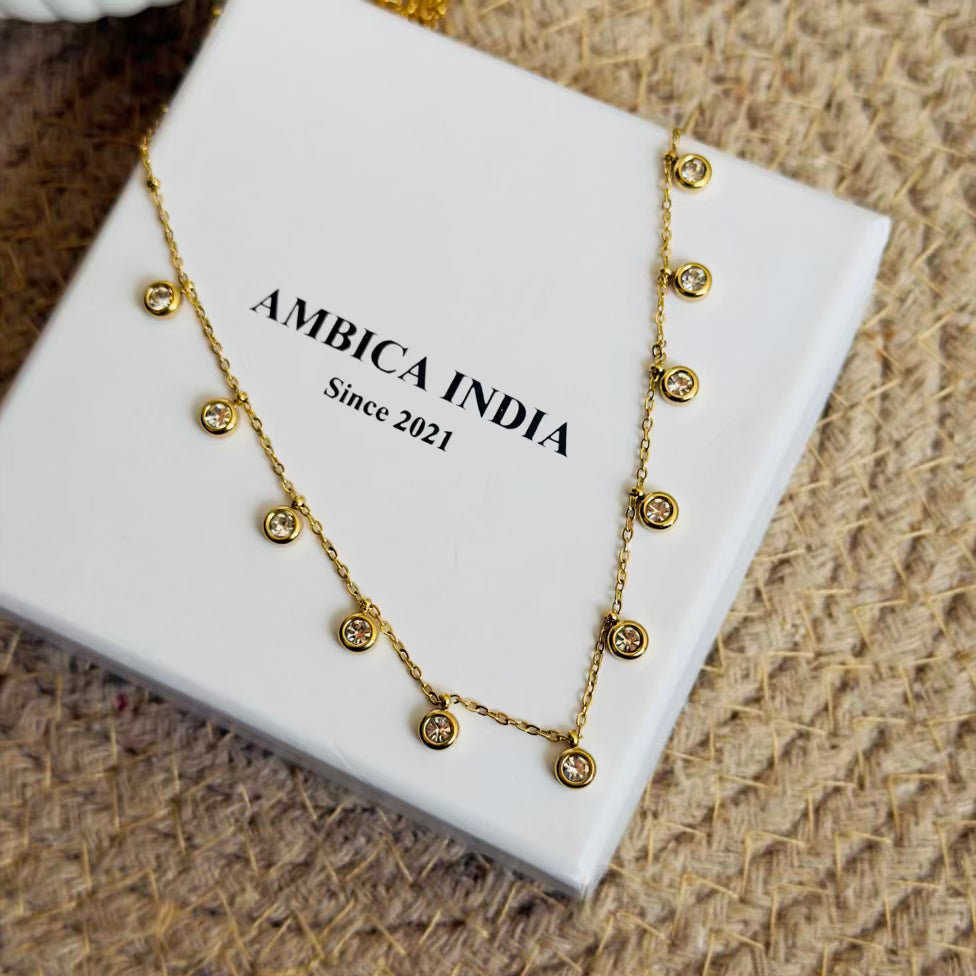 Round white crystal necklace