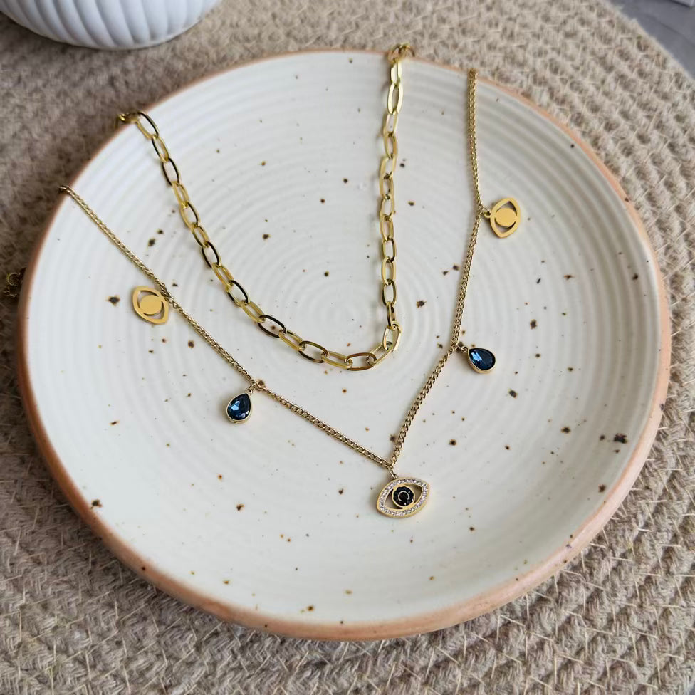 Evil eye layered necklace