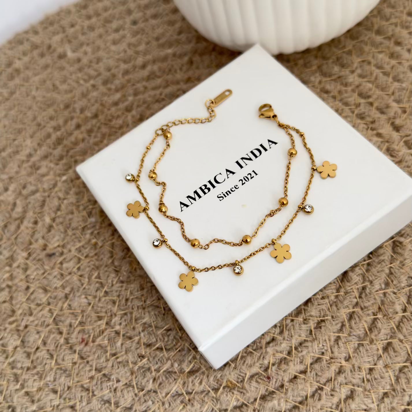 Flower with crystal bracelet