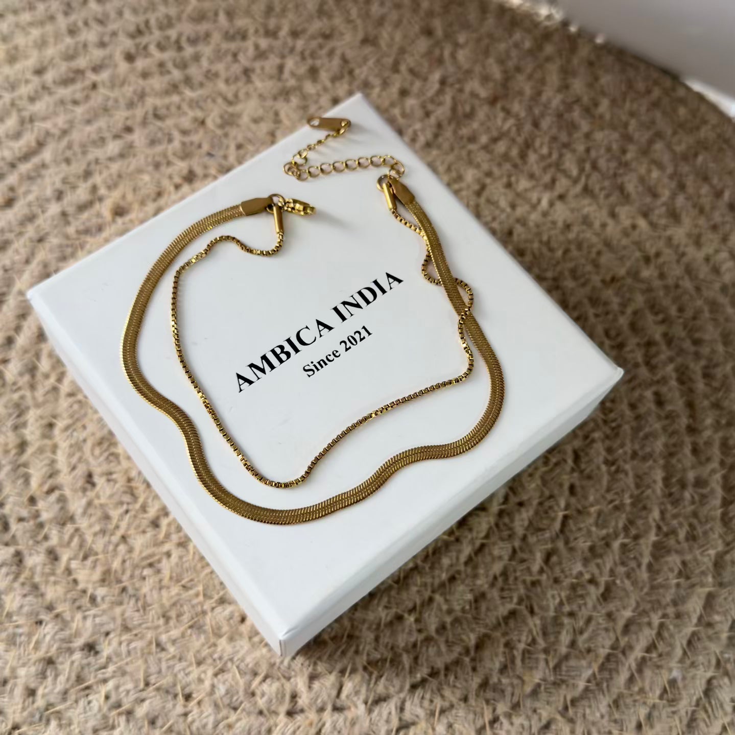 Snake chain with thin chain layered anklet