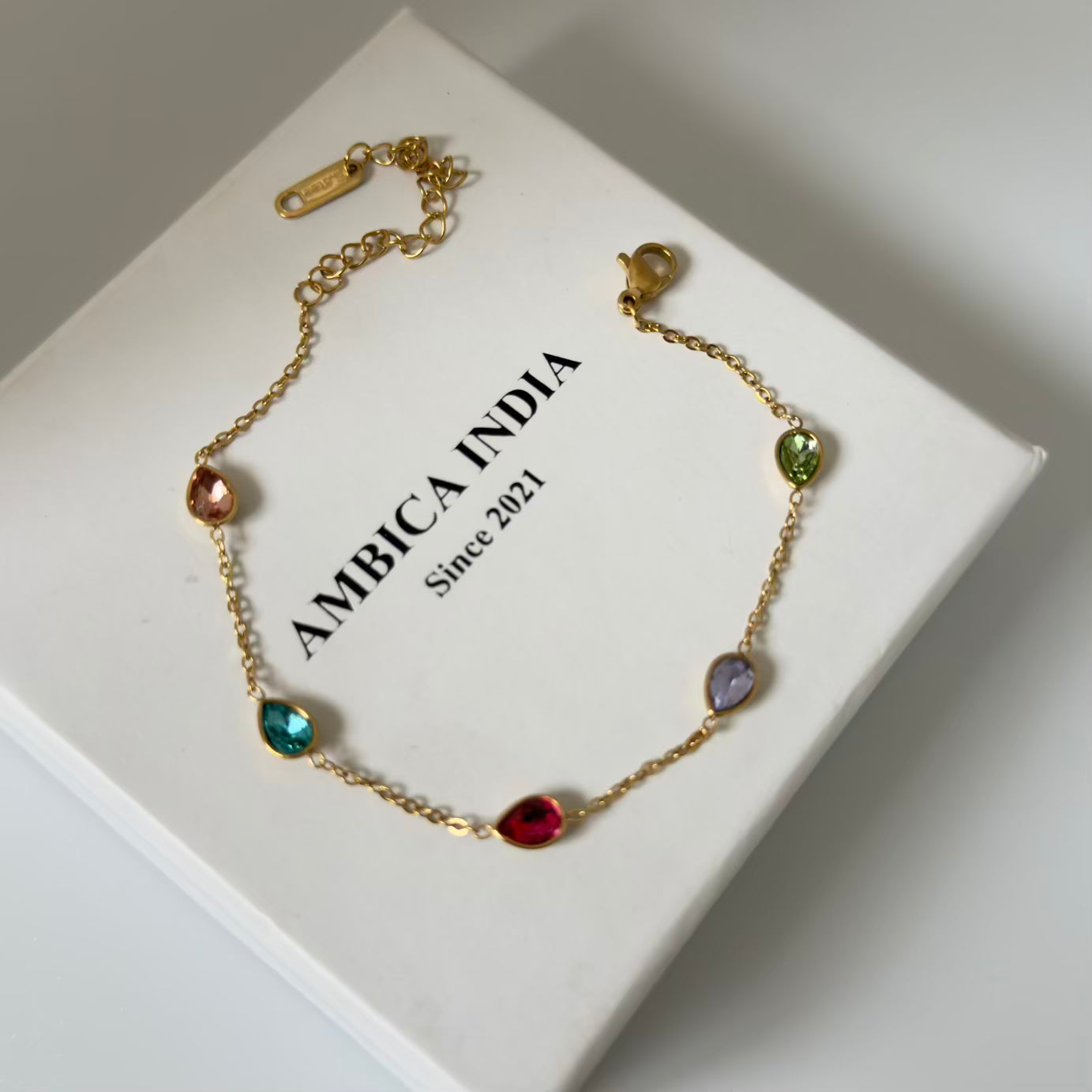 Drop multicolour crystal bracelet