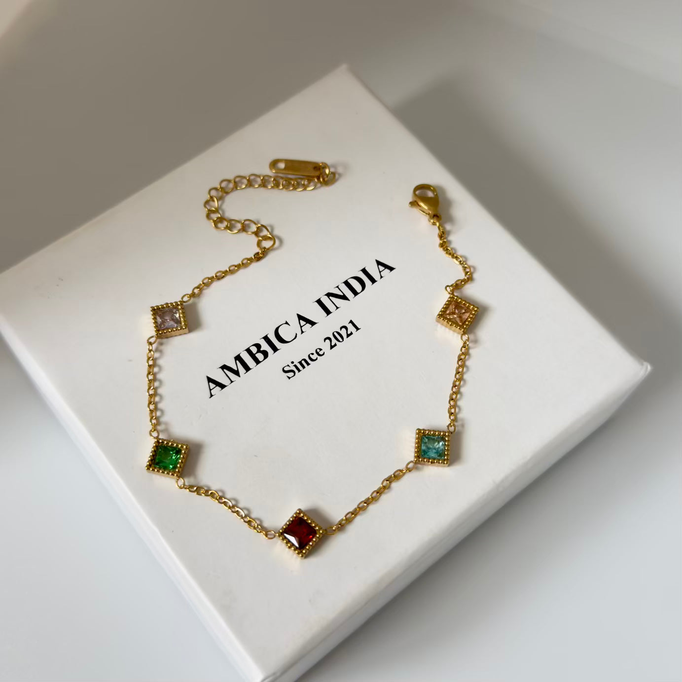 Triangle multicolour crystal bracelet