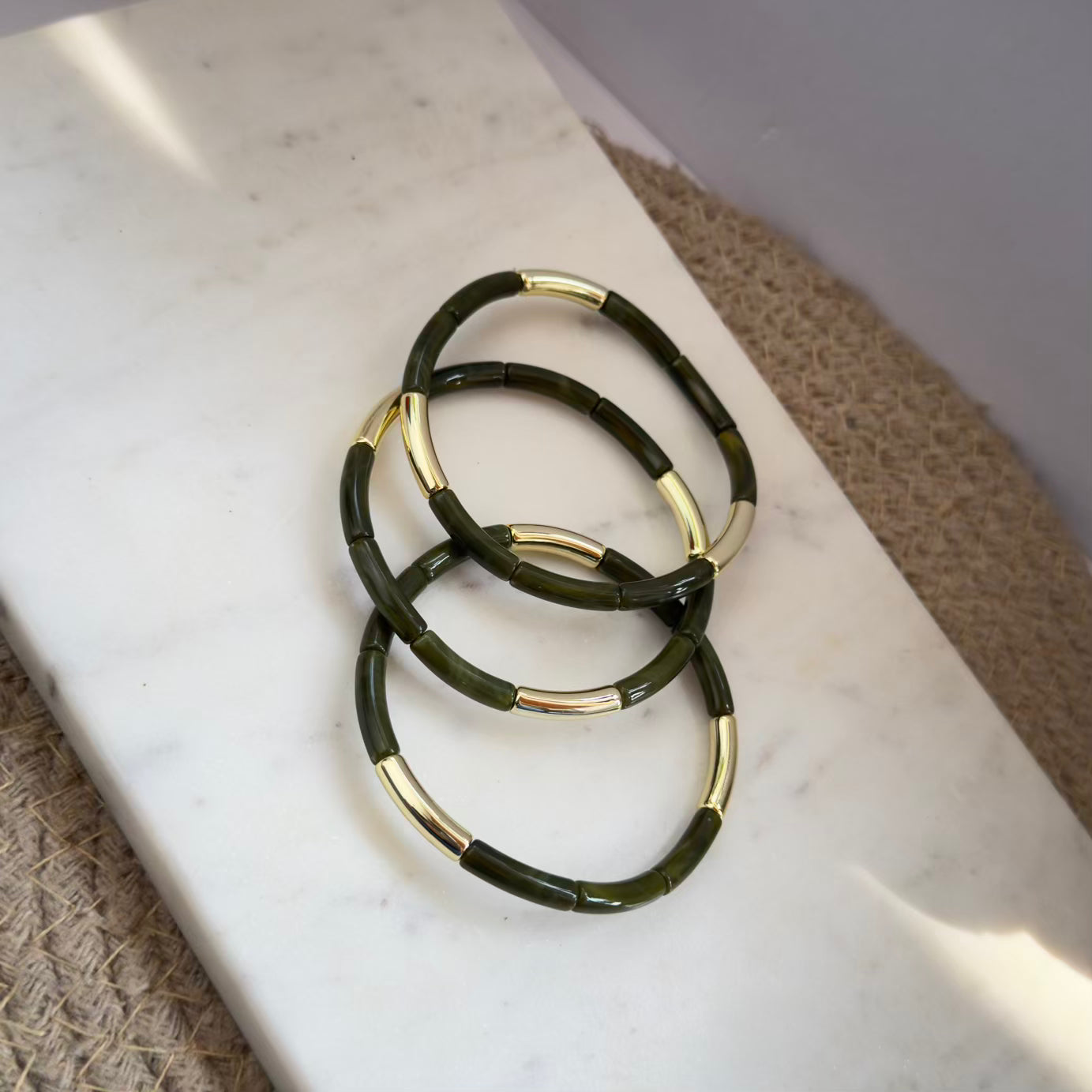 Olive Acrylic stretchy bracelet combo