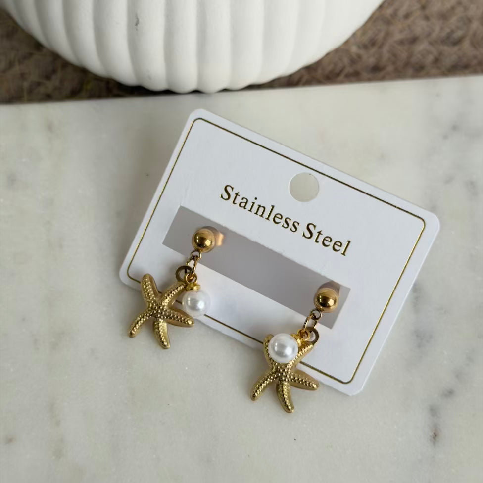 Pearl with starfish earrings