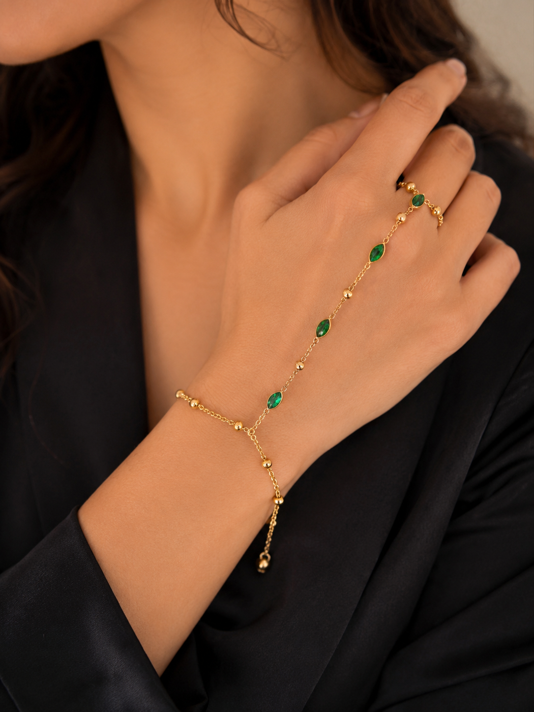 Green crystal hand chain