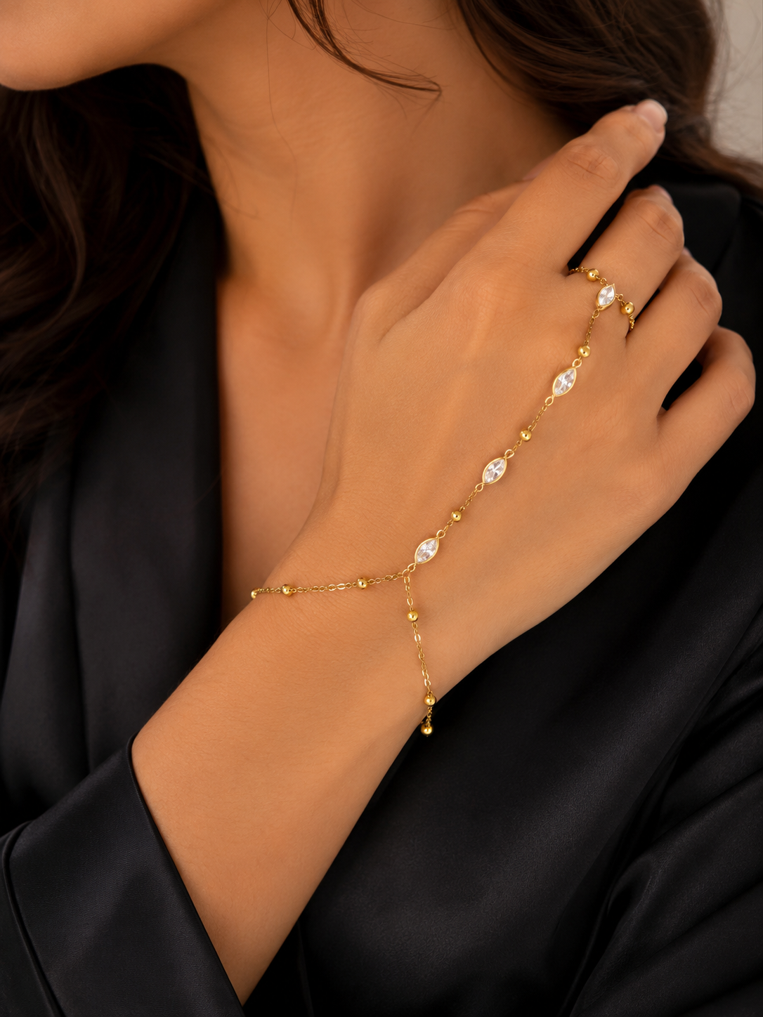 White crystal hand chain