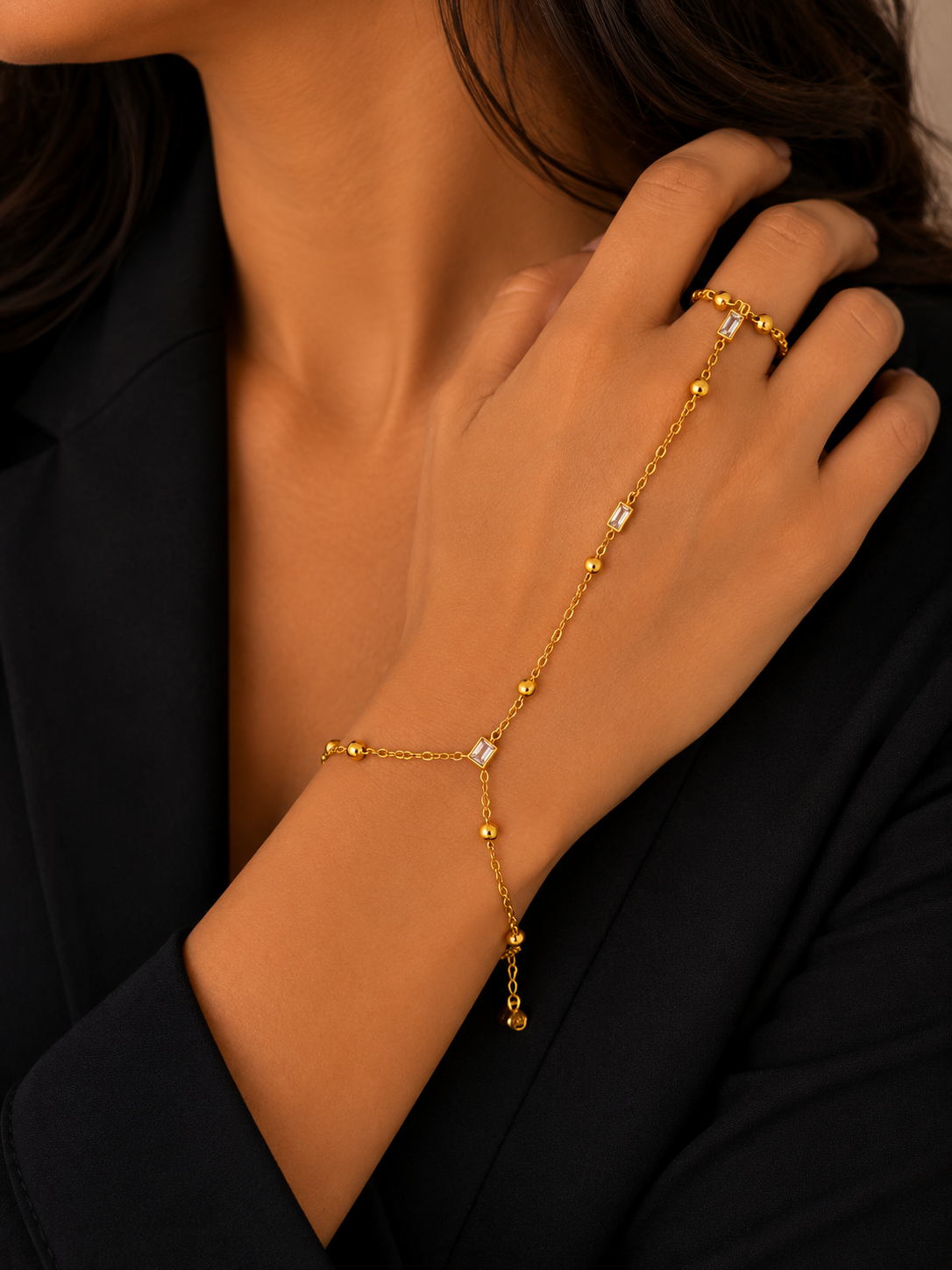 White crystal hand chain
