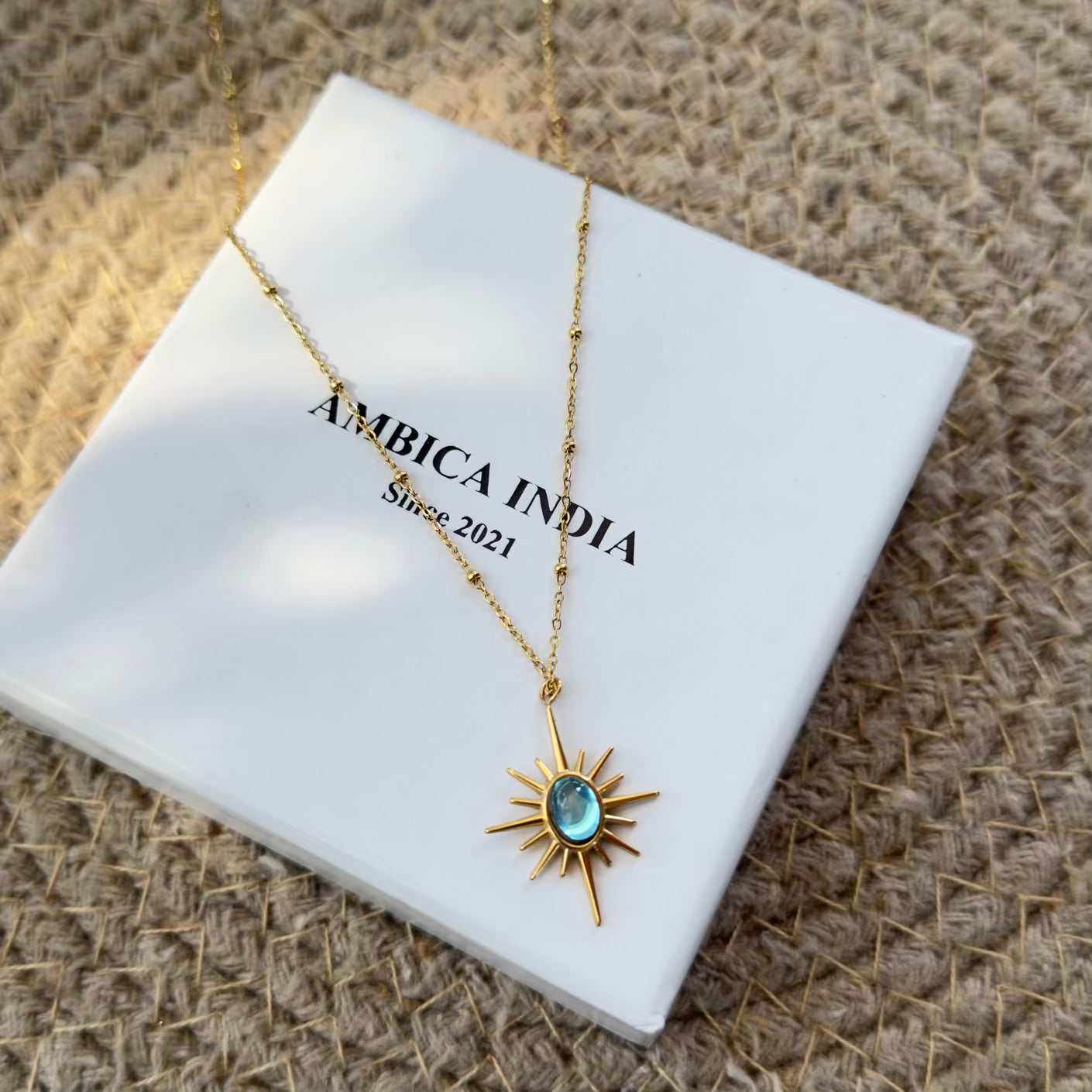 Aqua sun necklace