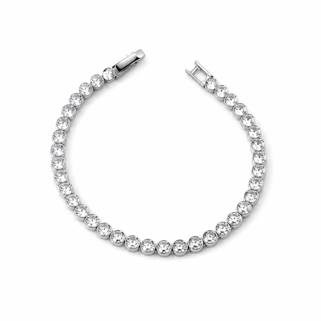 Round Tennis Silver Bracelet