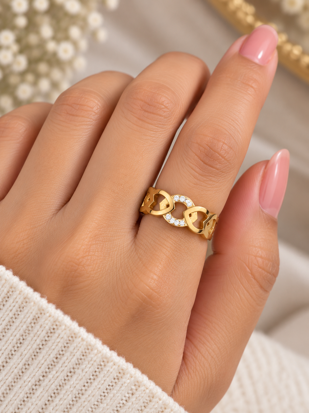 Heart Link Luxe Ring