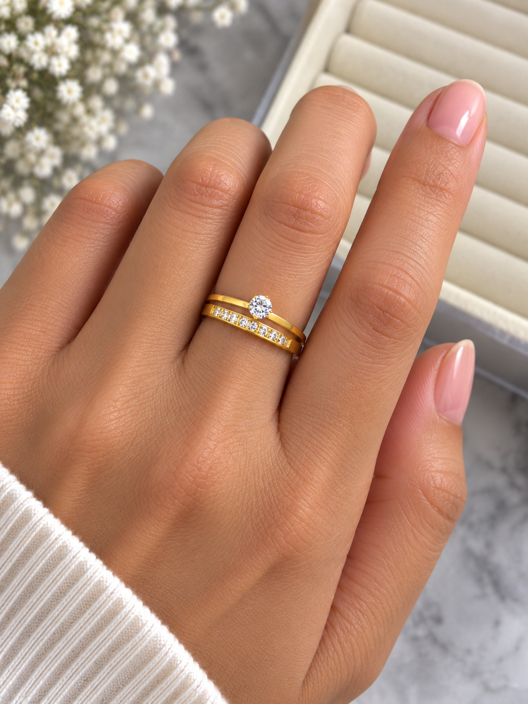 Aurelia Solitaire Duo Ring