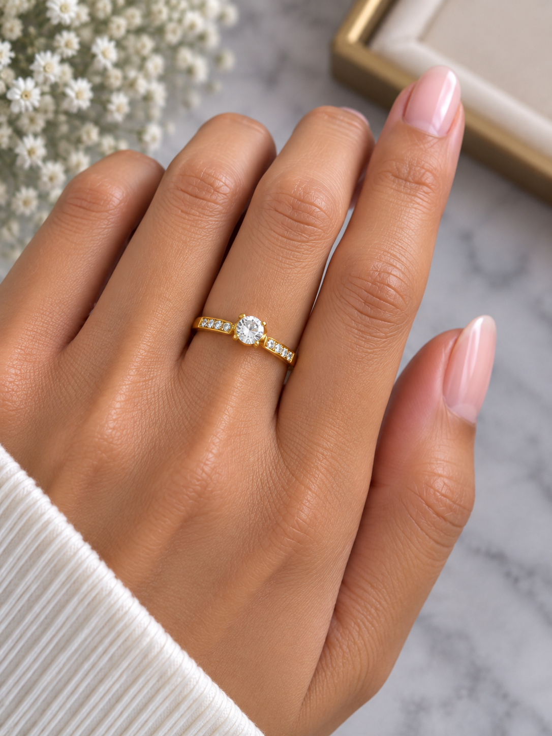 Solitaire Side Diamond Ring