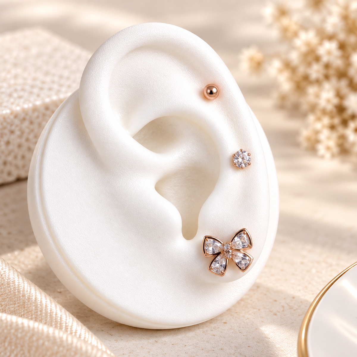 Bow piercing earrings