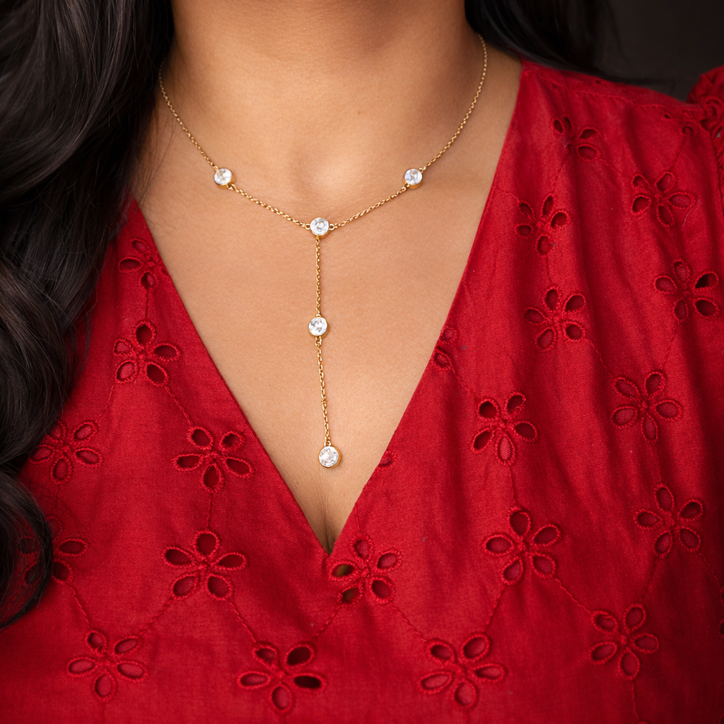 White crystal drop necklace