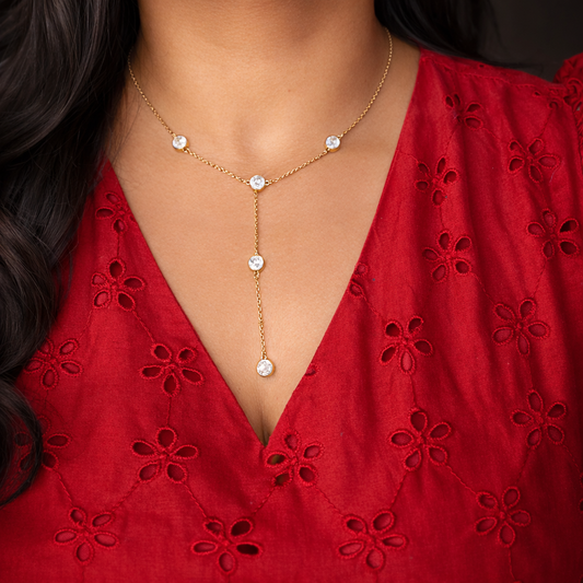 White crystal drop necklace