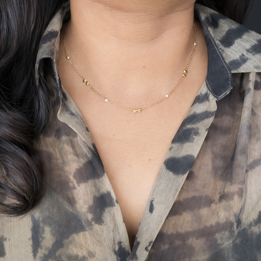 Tiny bow with crystal necklace