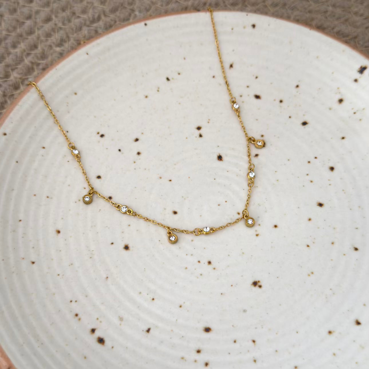 Tiny white crystal necklace