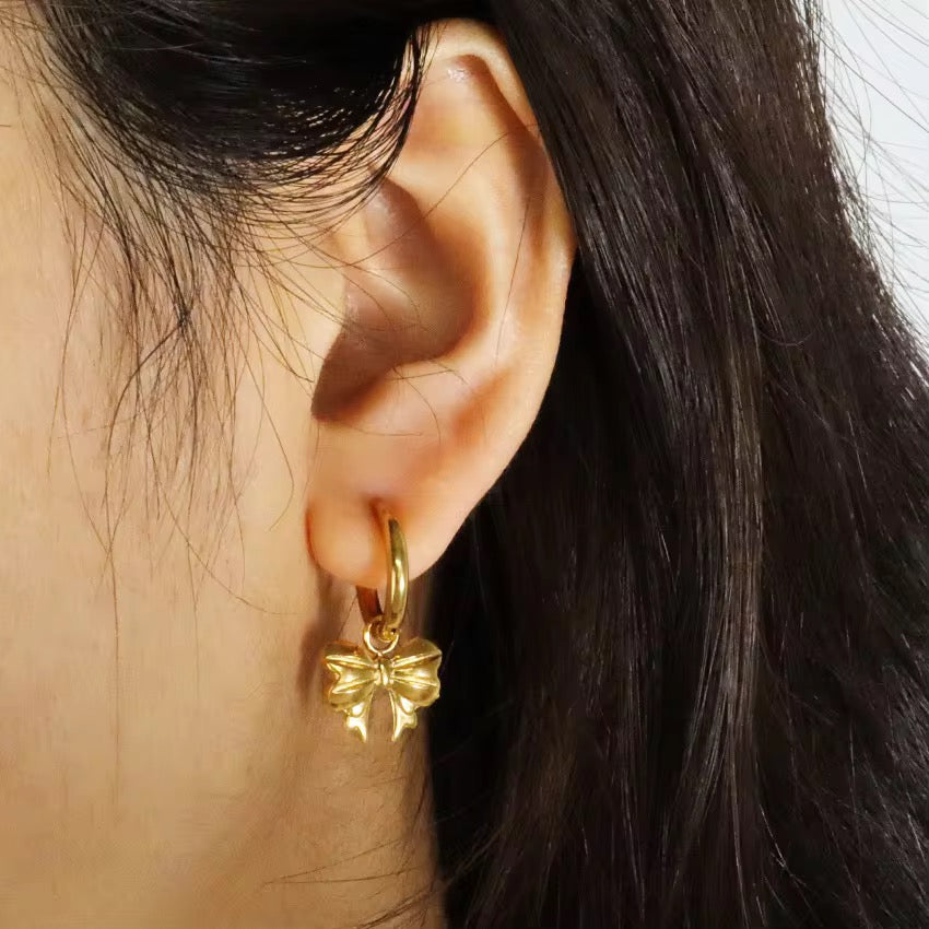 Bow drop earrings
