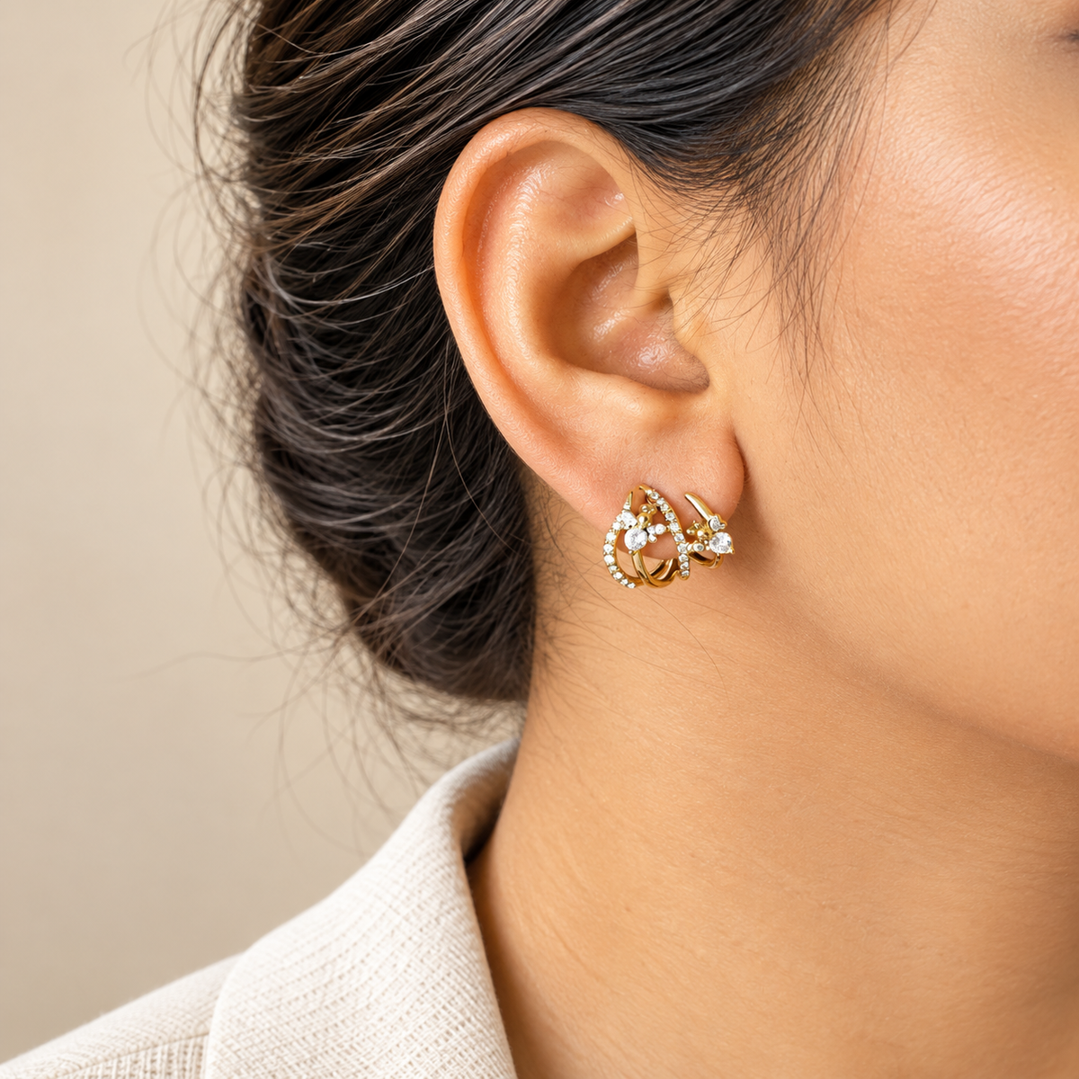 Celeste Crystal Floral Hoops