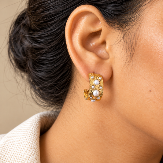 Luxe Pearl Statement Hoops