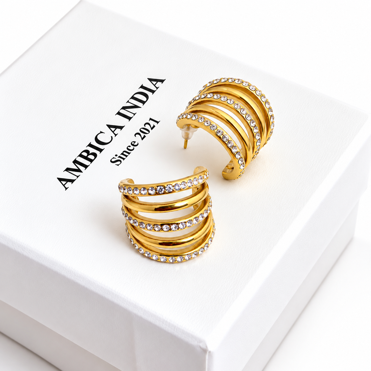 Crystal Wave Statement Earrings