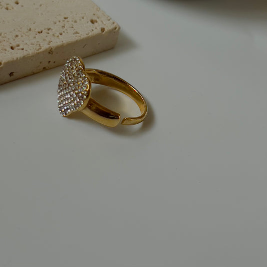 Studded heart bold ring