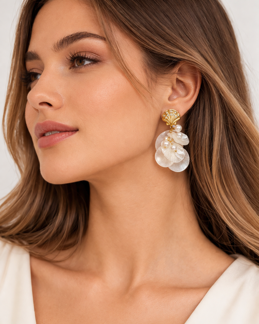 Golden Shell Blossom Earrings