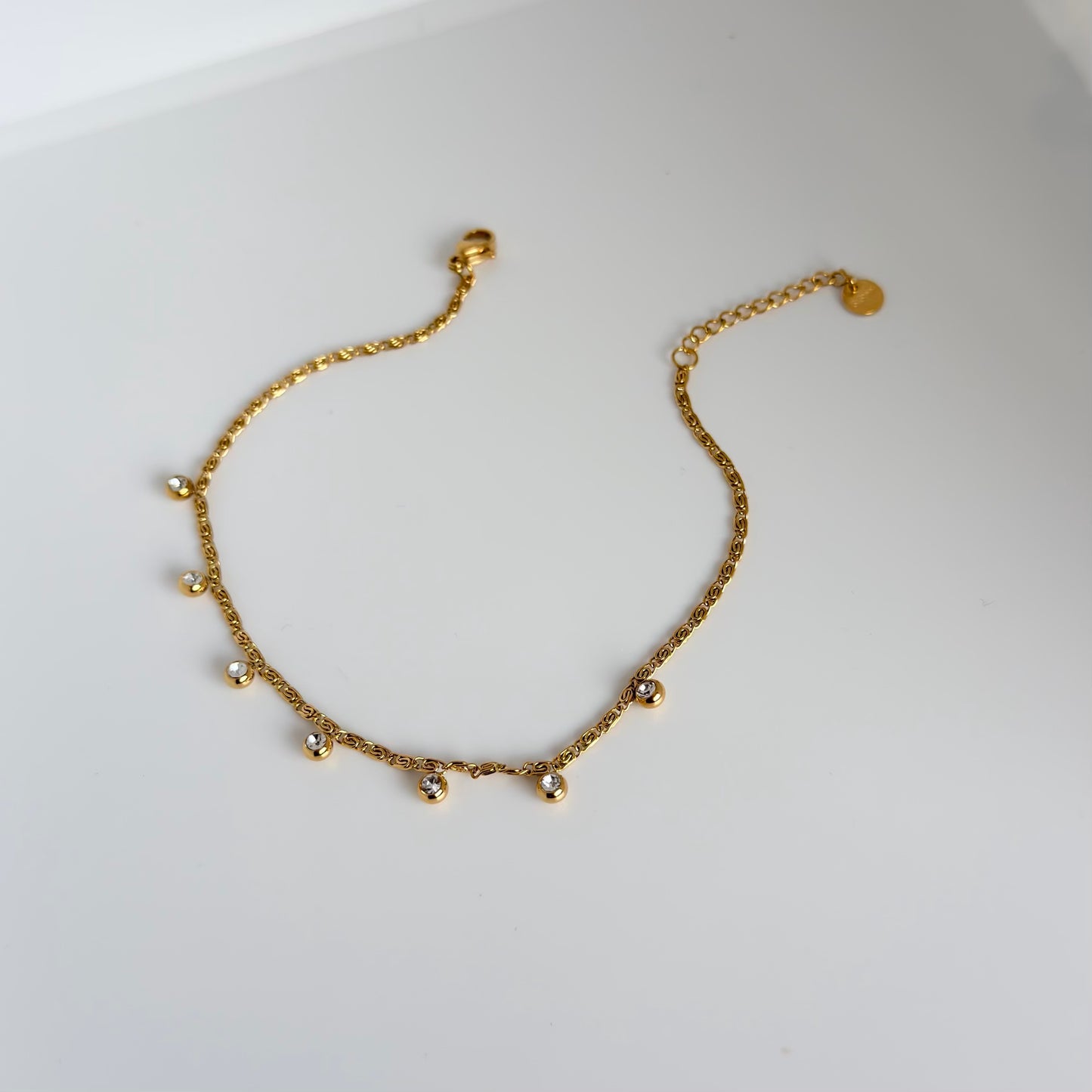 Tiny crystal anklet