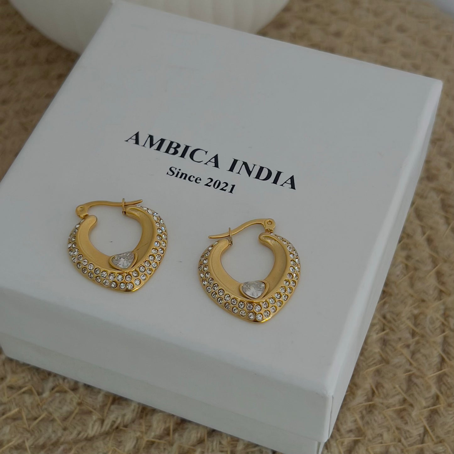 Heart studded hoops