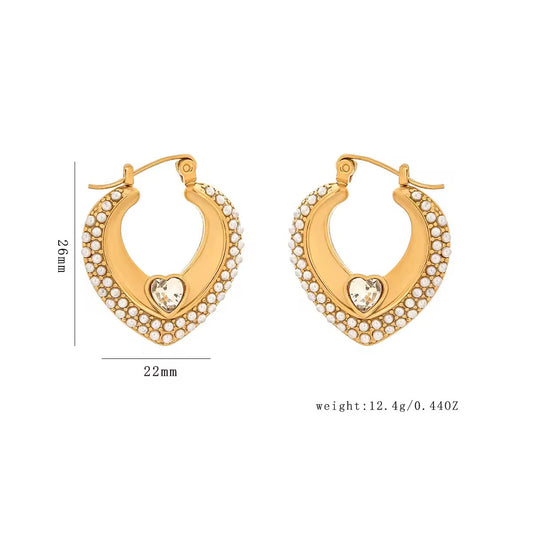 Heart studded hoops