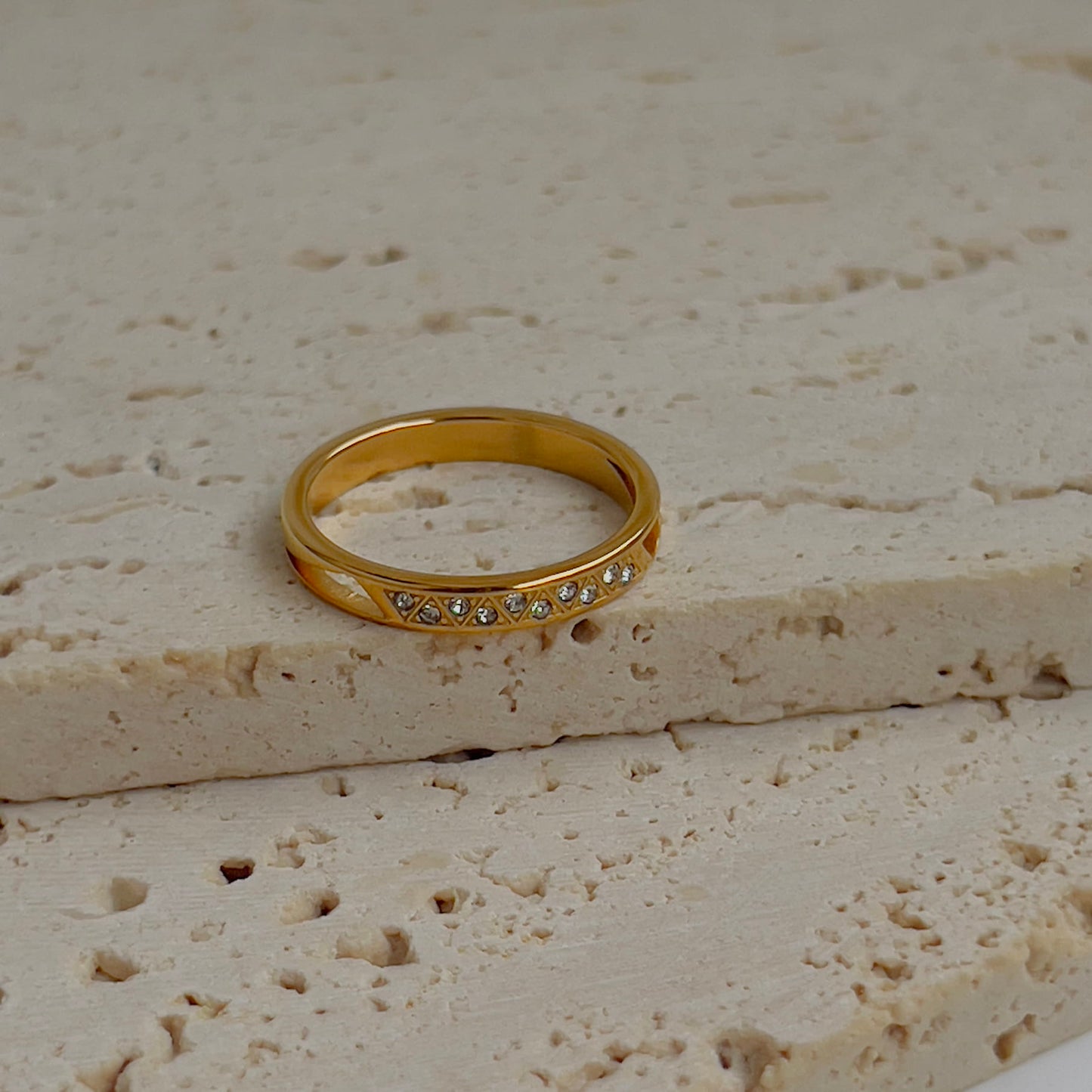 Tiny crystal studded thin ring
